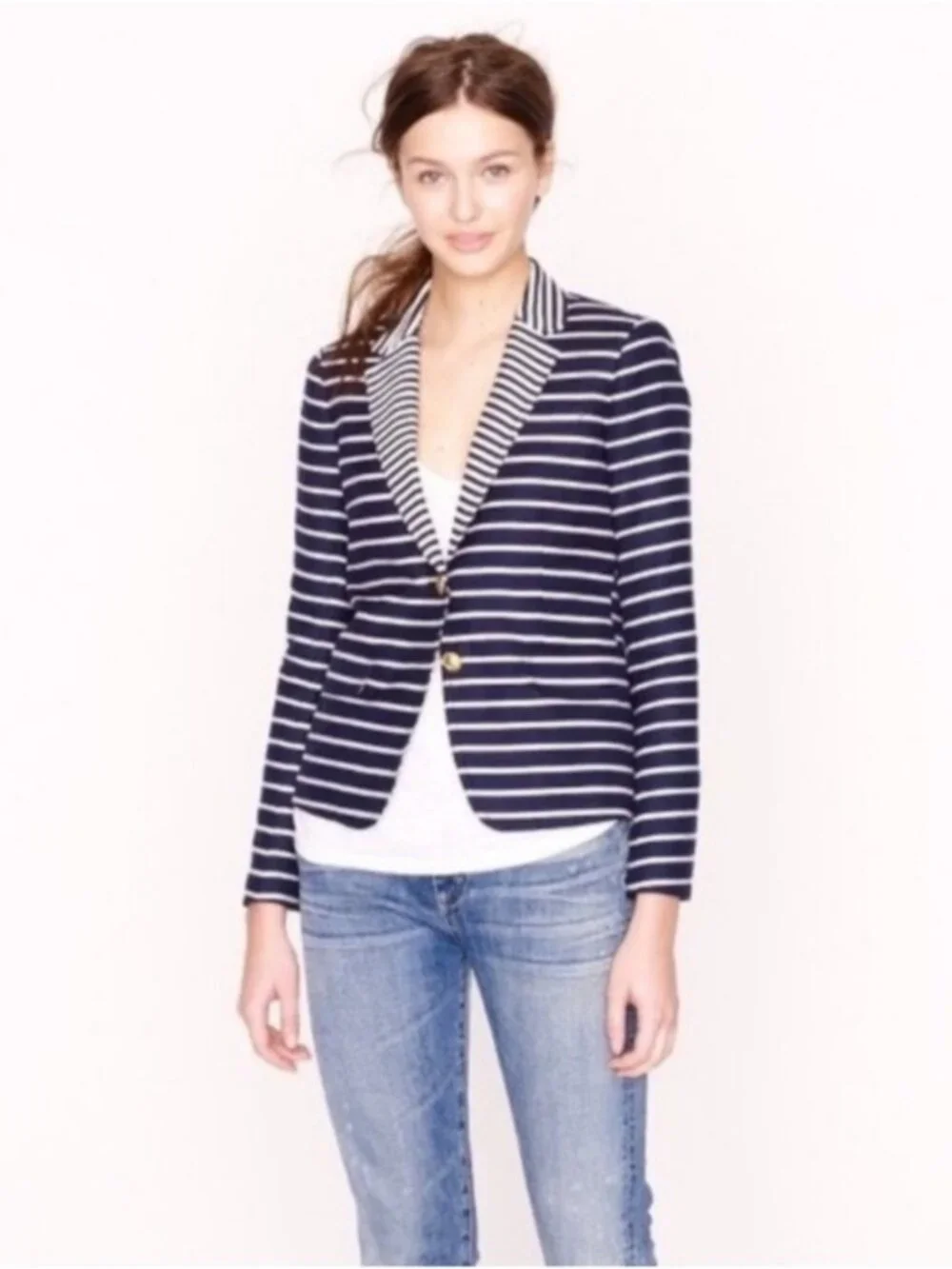 J.Crew Striped Schoolboy Blazer Blue White 4